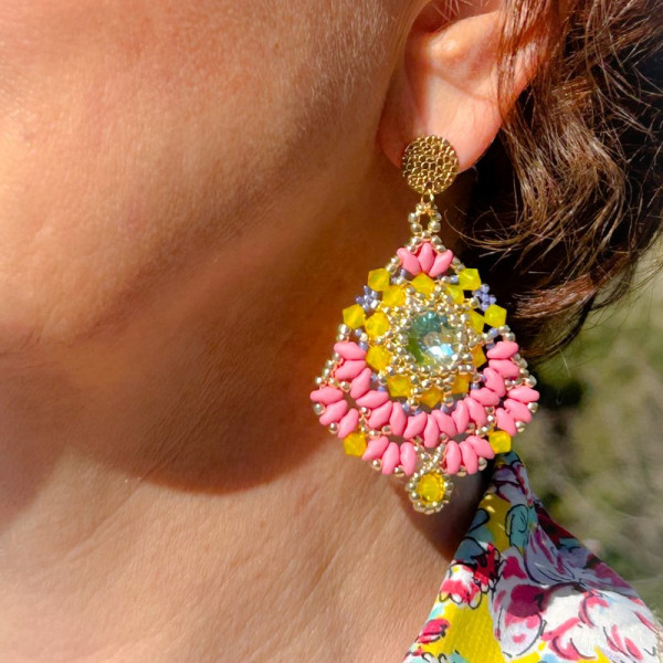 clous d'oreilles Edith Rose et Jaune